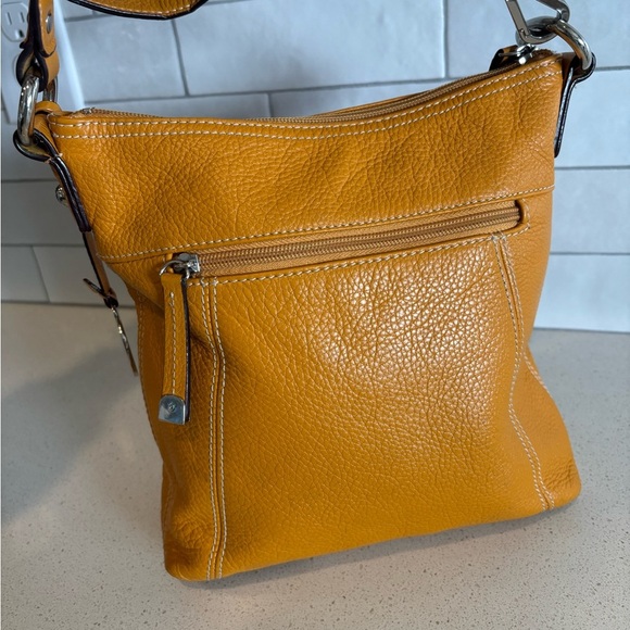 Sophia Caperelli Genuine Leather Satchel Crossbody Bag Purse Camel EUC - Picture 4 of 10